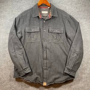 Dakota Grizzly Metal Snap Shacket Men's Large Gray Heavy Quilted Outdoors Trail